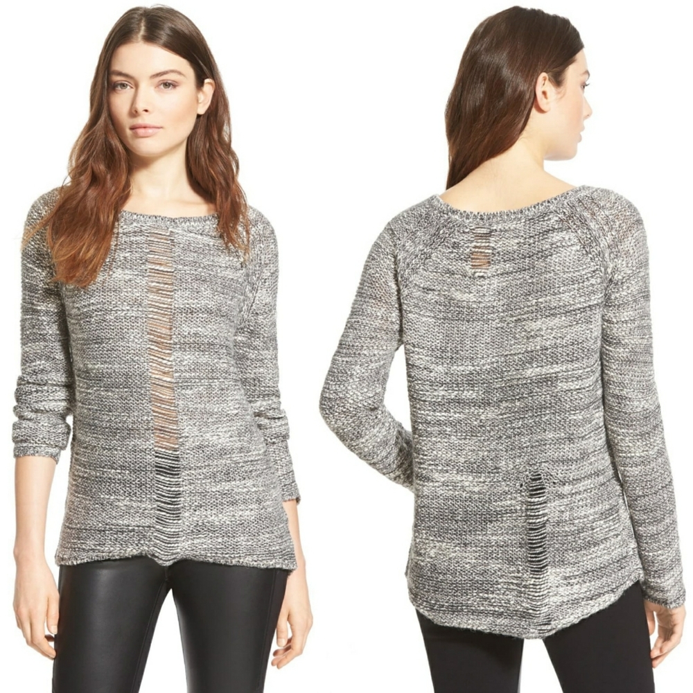 Pam & Gela Marbled Distressed Sweater